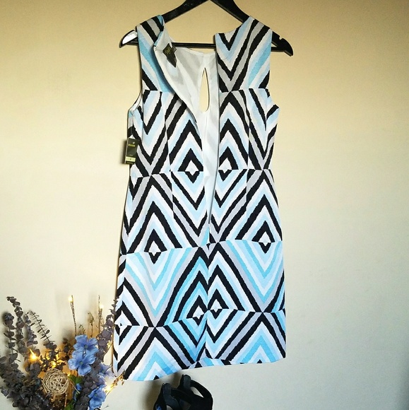 Sleeveless Career Dress Size 4 Blue White New - Picture 5 of 7